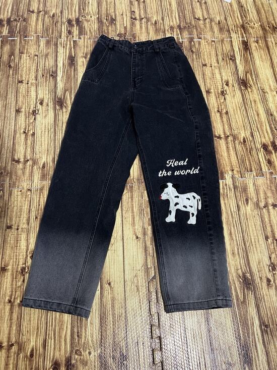 Universer Denim - Universer Studio Black Jeans Women’s “heal The World” Dog Graphic Size Medium